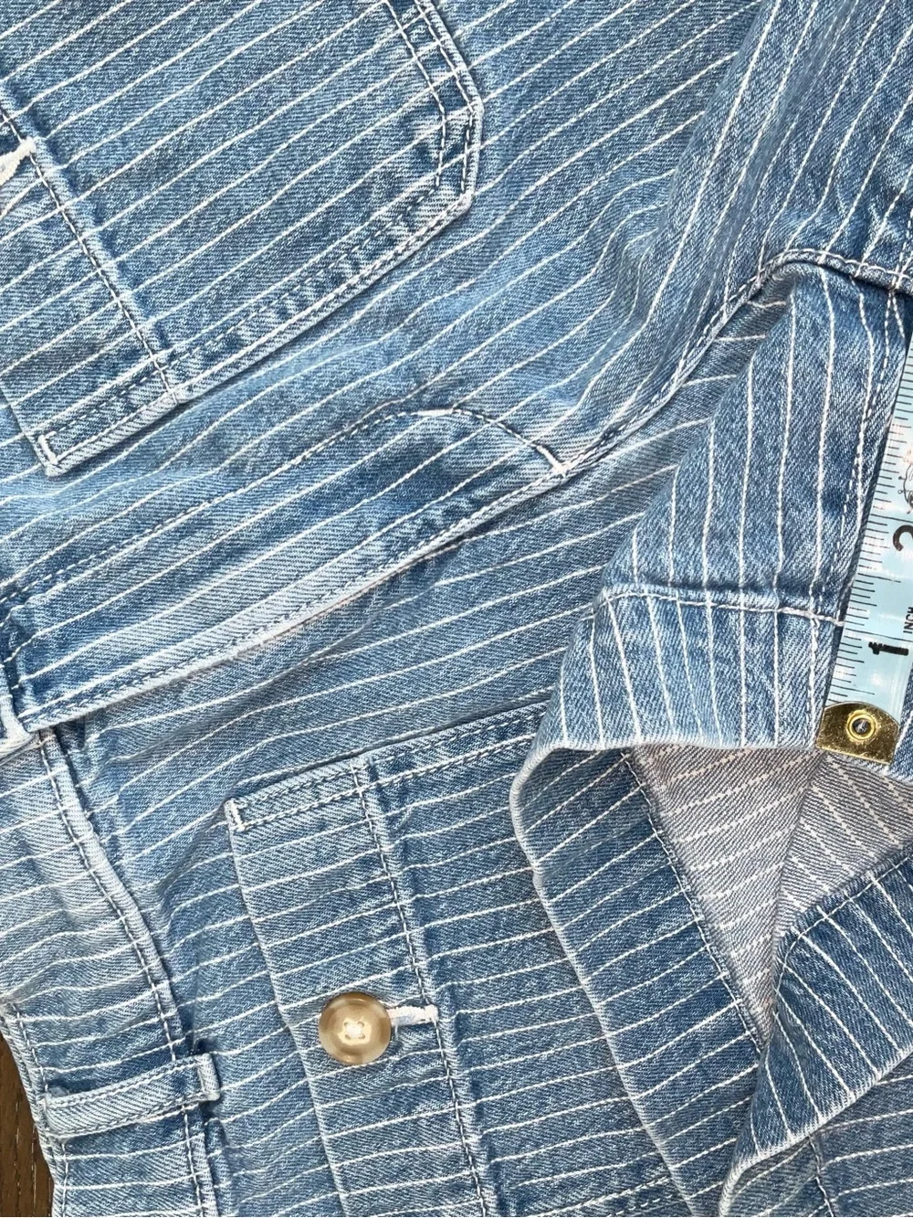 LOFT Blue Striped Denim Shorts